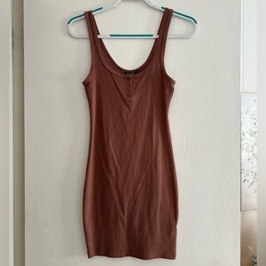 Zara Ribbed Dress With Buttons